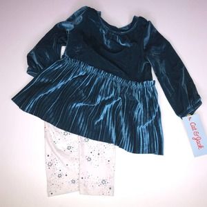 Cat & Jack Velvet Dress Tunic Leggings Set, 12M